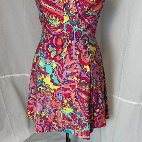 Lilly Pulitzer Vibrant Multicolor Paisley Dress with beaded neckline - Picture 8 of 12